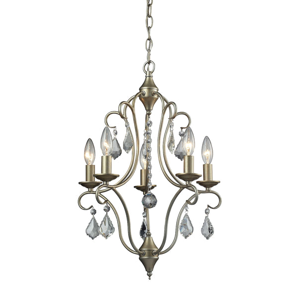 Chandette 5 Light Chandelier In Aged Silver