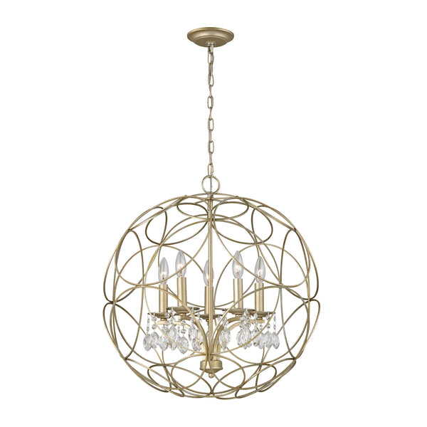 Chandette 5 Light Chandelier In Aged Silver