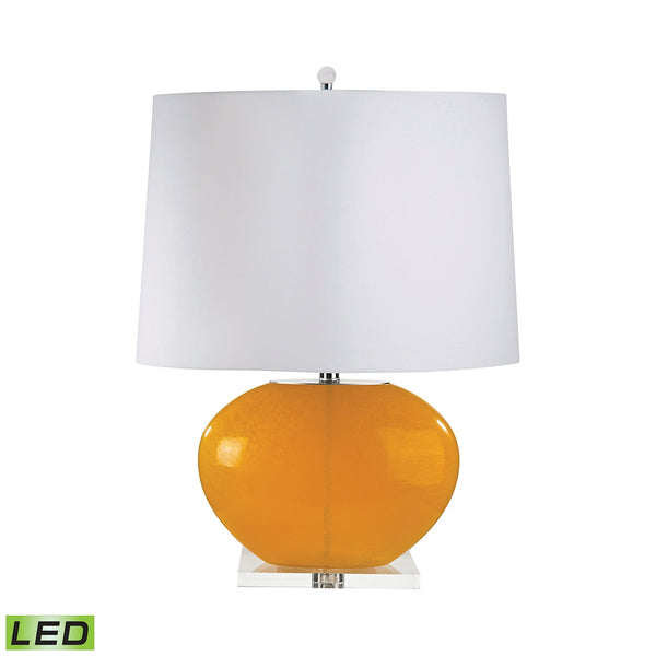 Blown Glass Oval LED Table Lamp In Orange - Set of 2