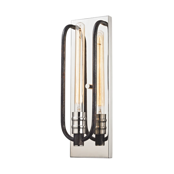 Continuum 1 Light Wall Sconce In Silvered Graphite With Polished Nickel Accents