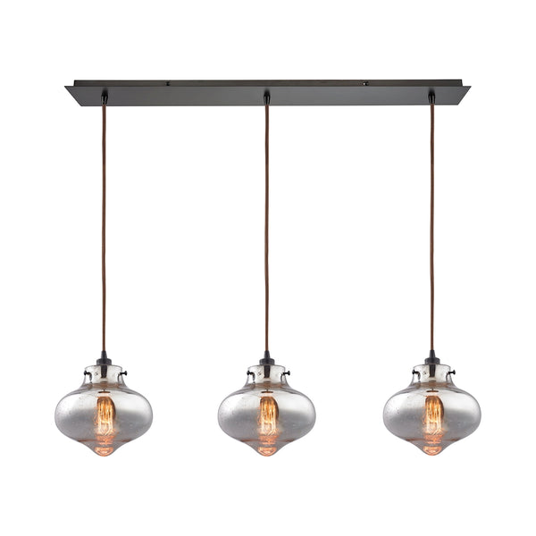 Kelsey 3 Light Pendant In Oil Rubbed Bronze And Mercury Glass