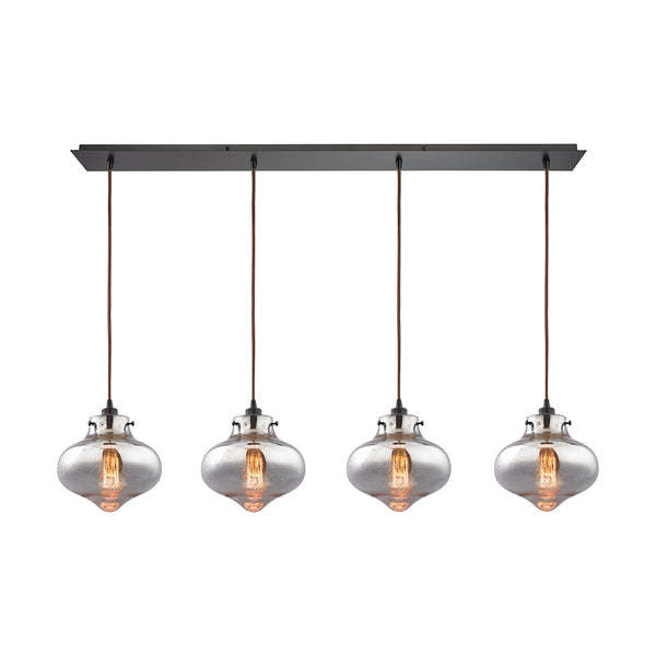 Kelsey 4 Light Pendant In Oil Rubbed Bronze And Mercury Glass