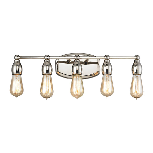 Vernon 5 Light Vanity In Polished Nickel