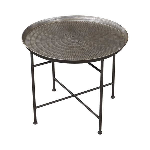 Embossed Pewter Accent Table