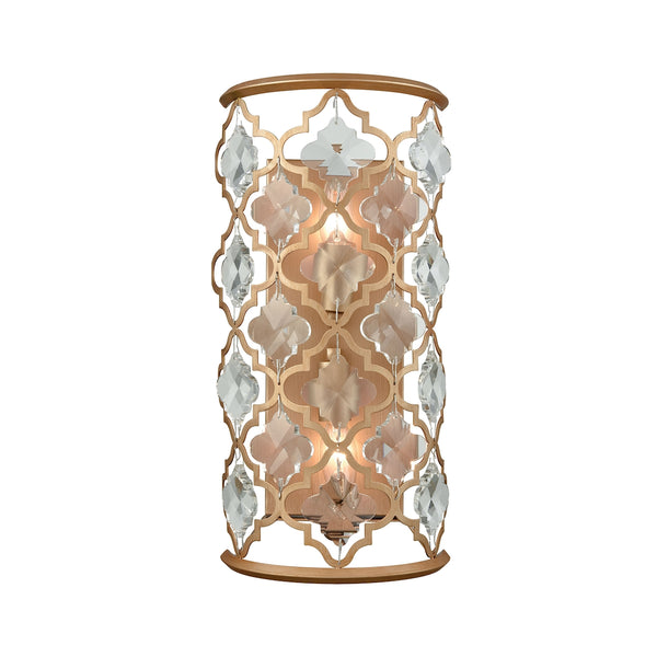 Armand 2 Light Wall Sconce In Matte Gold With Clear Crystal