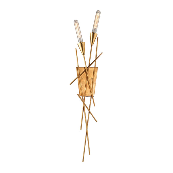 Sticks 2 Light Wall Sconce In Antique Gold Leaf