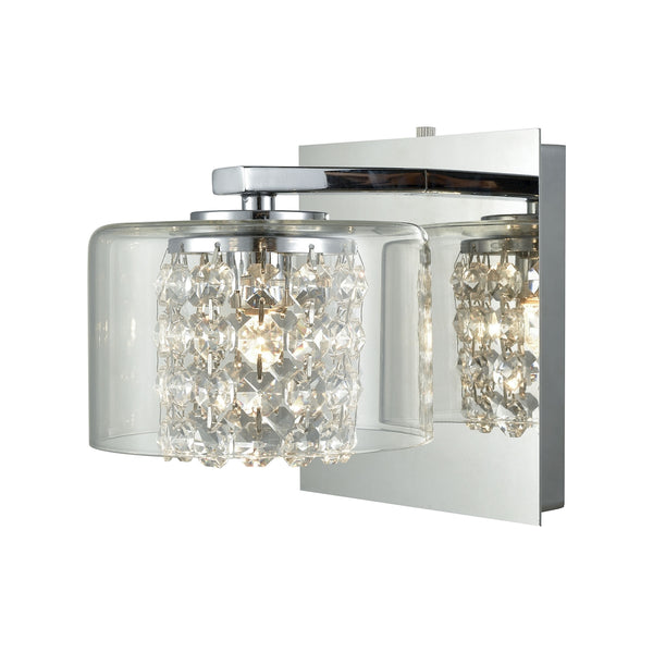Springvale 1 Light Vanity In Polished Chrome With Clear Crystal And Glass