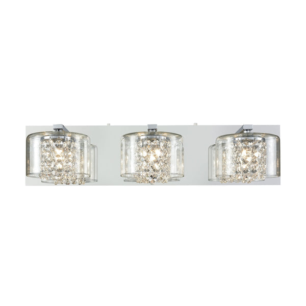 Springvale 3 Light Vanity In Polished Chrome With Clear Crystal And Glass