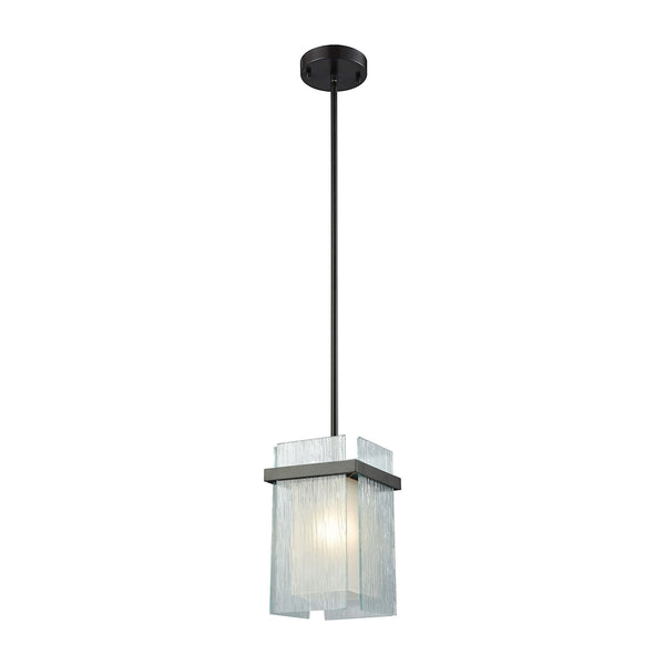Vellis 1 Light Pendant In Oil Rubbed Bronze With Frosted Glass And Textured Glass Panels