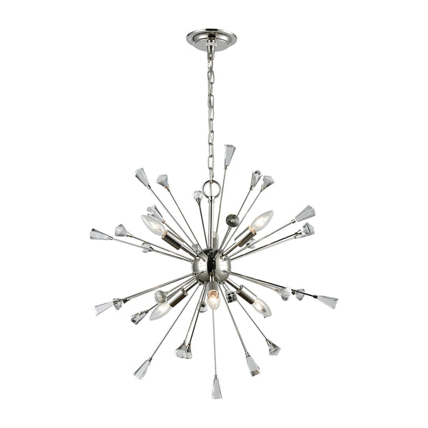 Sprigny 6 Light Chandelier In Polished Nickel With Clear Crystal