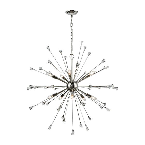 Sprigny 10 Light Chandelier In Polished Nickel With Clear Crystal