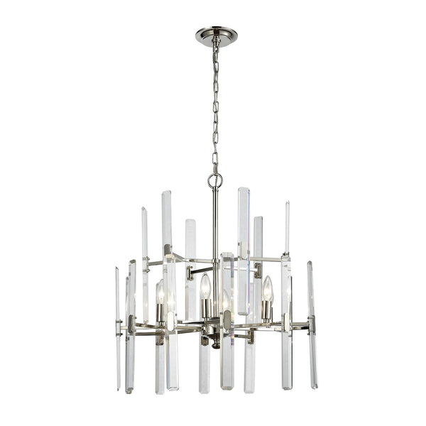 Crystal Heights 6 Light Chandelier In Polished Nickel With Clear Crystal