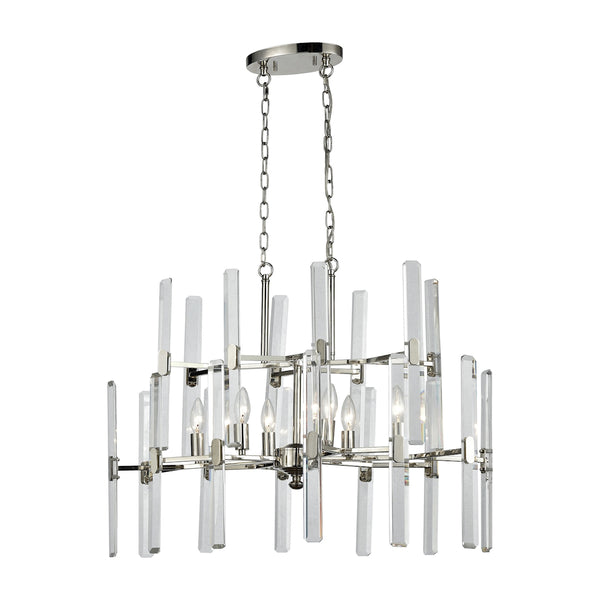 Crystal Heights 6 Light Chandelier In Polished Nickel With Clear Crystal