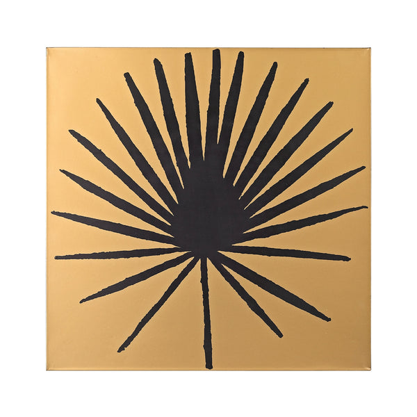 Palm Frond On Metallic Gold Wood