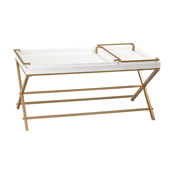 Gold and White Coffee Table with Trays
