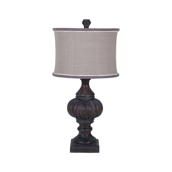 Gourd Spindle Lamp In Heritage Grey Stain