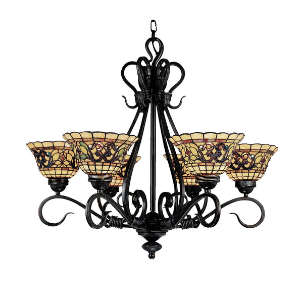 Tiffany Buckingham 6 Light Chandelier In Vintage Antique