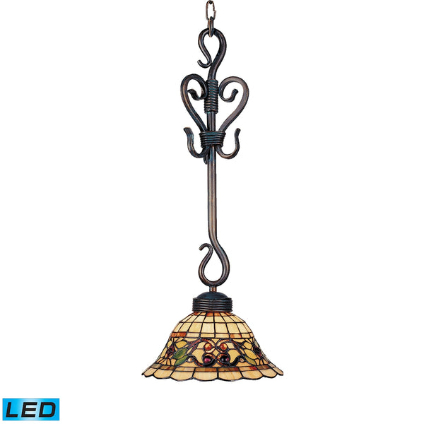 Tiffany Buckingham 1 Light LED Pendant In Vintage Antique