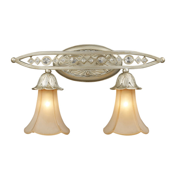Chelsea 2 Light Sconce In Aged Silver And Beige Frosted Glass