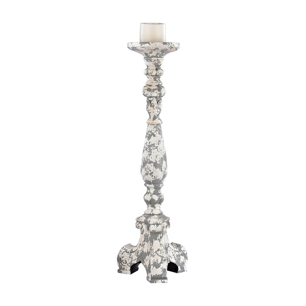 Aged Plaster Candel Holder - Medium