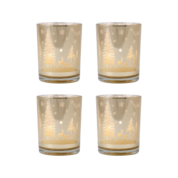 Winter Scene Set of 4 Pillar Holders