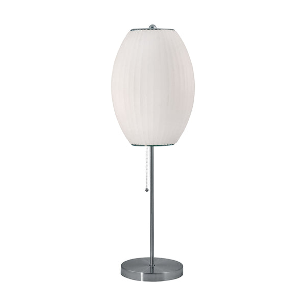 Cigar Table Lamp In Satin Nickel And White