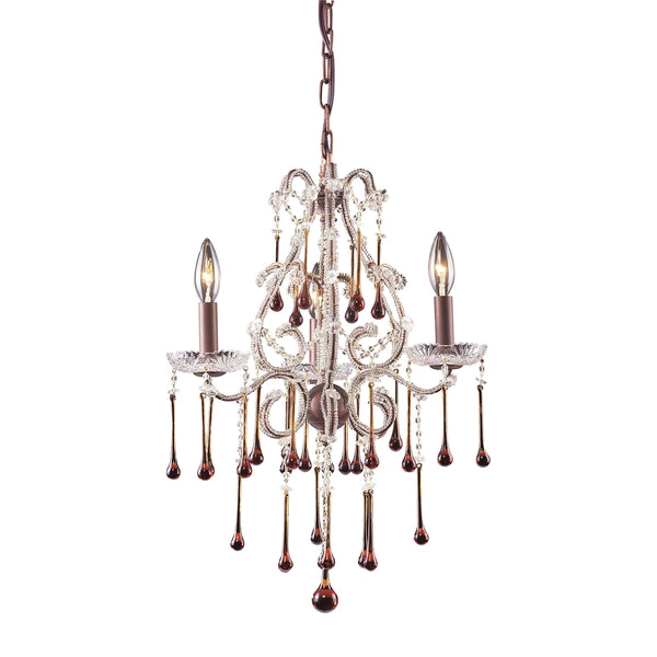 Opulence 3 Light Chandelier In Rust And Amber Crystal