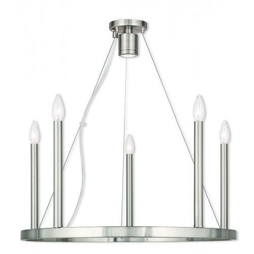Livex Lighting Alpine 5 Light + 1 Light BN Chandelier