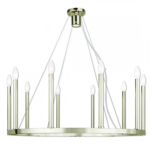 Livex Lighting Alpine 10 Light Polished Nickel Chandelier