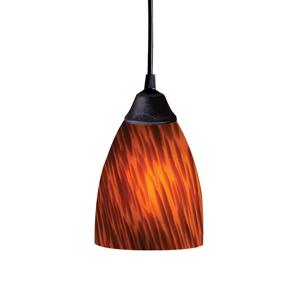 Classico 1 Light Pendant In Dark Rust And Espresso Glass