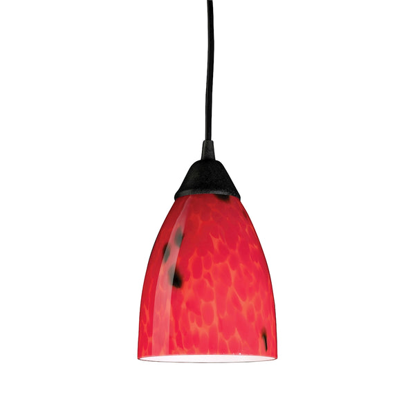 Classico 1 Light Pendant In Dark Rust And Fire Red Glass