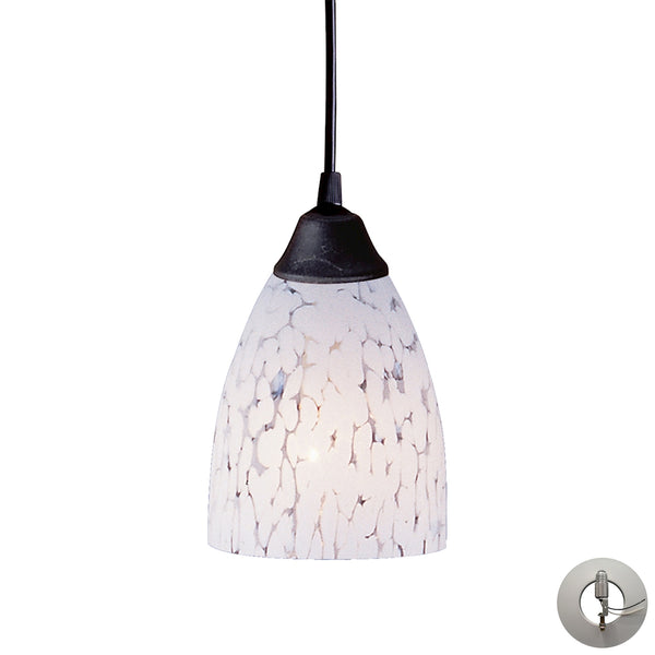 Classico 1 Light Pendant In Dark Rust And Snow White Glass - Includes Recessed Lighting Kit