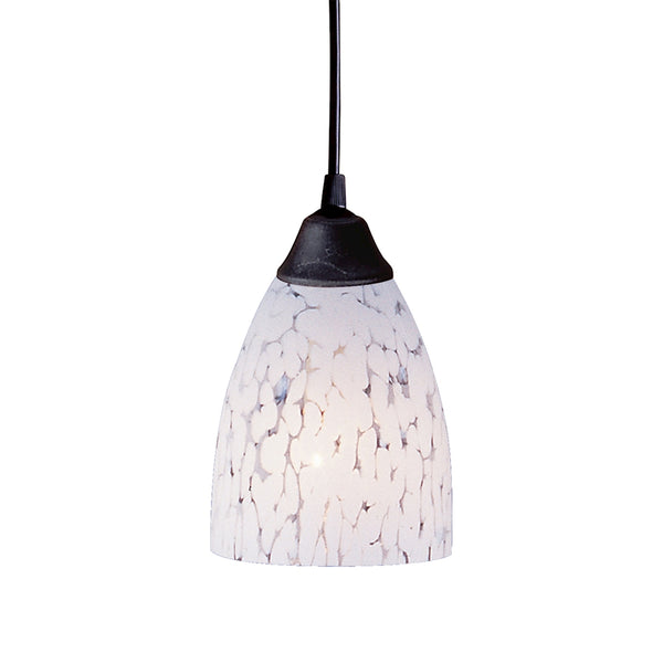 Classico 1 Light Pendant In Dark Rust And Snow White Glass
