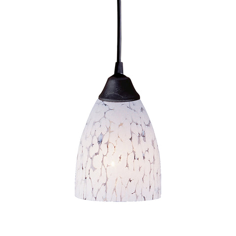 Classico 1 Light Pendant In Dark Rust And Snow White Glass