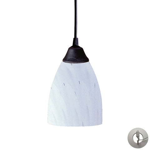 Classico 1 Light Pendant In Dark Rust And Simply White Glass - Includes Recessed Lighting Kit