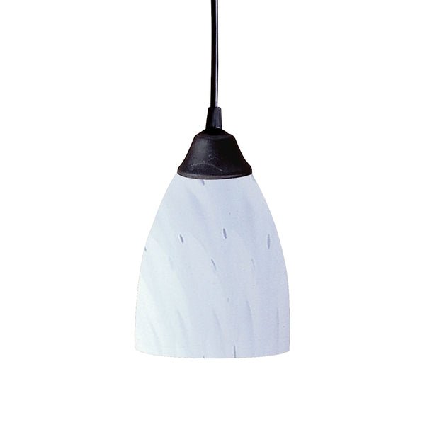 Classico 1 Light LED Pendant In Dark Rust And Simply White Glass