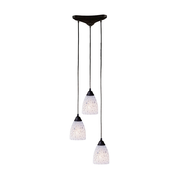 Classico 3 Light Pendant In Dark Rust And Snow White Glass