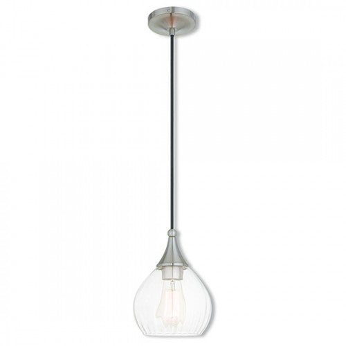 Livex Lighting Art Glass Mini Pendant 1 Light Brushed Nickel Mini Pendant