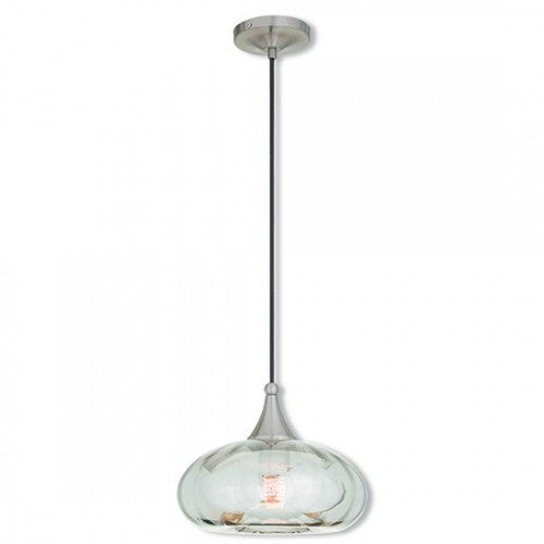 Livex Lighting Art Glass Mini Pendant 1 Light Brushed Nickel Mini Pendant