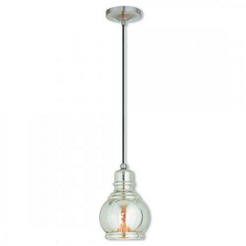 Livex Lighting Art Glass Mini Pendant 1 Light Brushed Nickel Mini Pendant