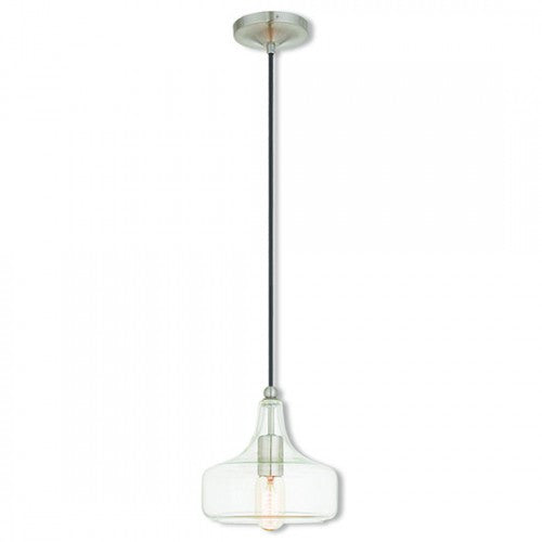 Livex Lighting Art Glass Mini Pendant 1 Light Brushed Nickel Mini Pendant