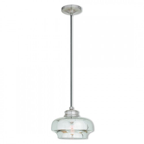 Livex Lighting Art Glass Mini Pendant 1 Light Brushed Nickel Mini Pendant