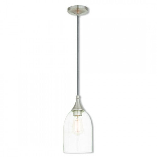 Livex Lighting Art Glass Mini Pendant 1 Light Brushed Nickel Mini Pendant
