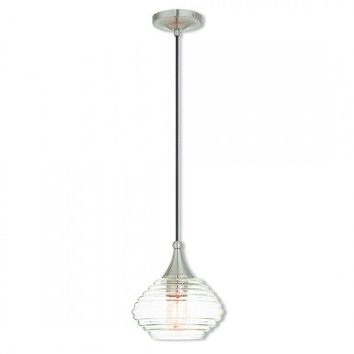 Livex Lighting Art Glass Mini Pendant 1 Light Brushed Nickel Mini Pendant