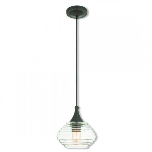 Livex Lighting Art Glass Mini Pendant 1 Light English Bronze Mini Pendant