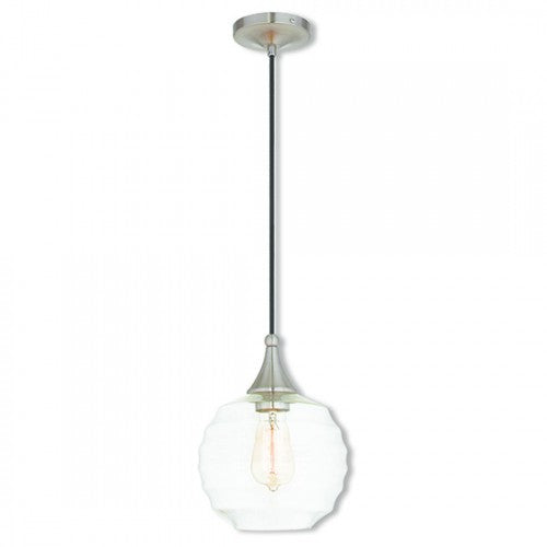 Livex Lighting Art Glass Mini Pendant 1 Light Brushed Nickel Mini Pendant