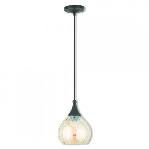 Livex Lighting Art Glass Mini Pendant 1 Light English Bronze Mini Pendant