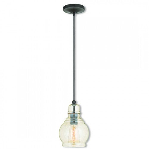Livex Lighting Art Glass Mini Pendant 1 Light English Bronze Mini Pendant