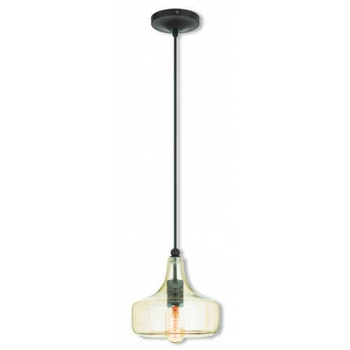 Livex Lighting Art Glass Mini Pendant 1 Light English Bronze Mini Pendant