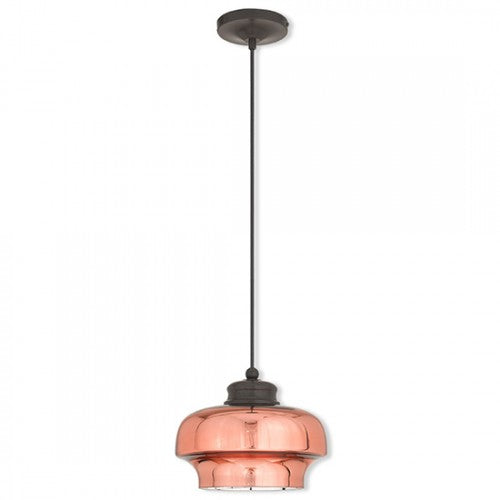 Livex Lighting Art Glass Mini Pendant 1 Light English Bronze Mini Pendant